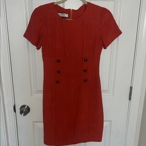 Vintage I.Magnin Elegant Silk Red Double-Breasted Mini Dress